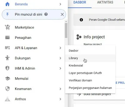 API & Layanan > Library Google Cloud Console