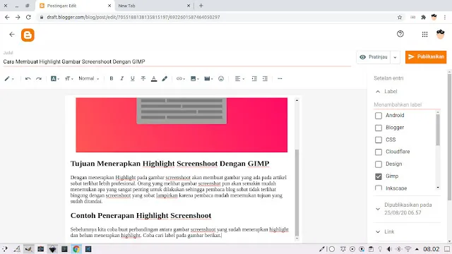 Cara Membuat Highlight Gambar Screenshoot Dengan GIMP