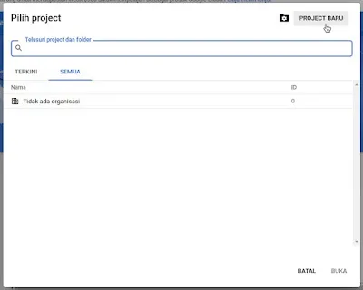 Project Baru Google Cloud Console
