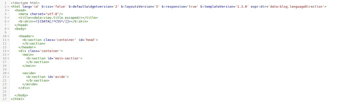 Tambahkan Section - Cara Membuat Template Blogger dari Nol 